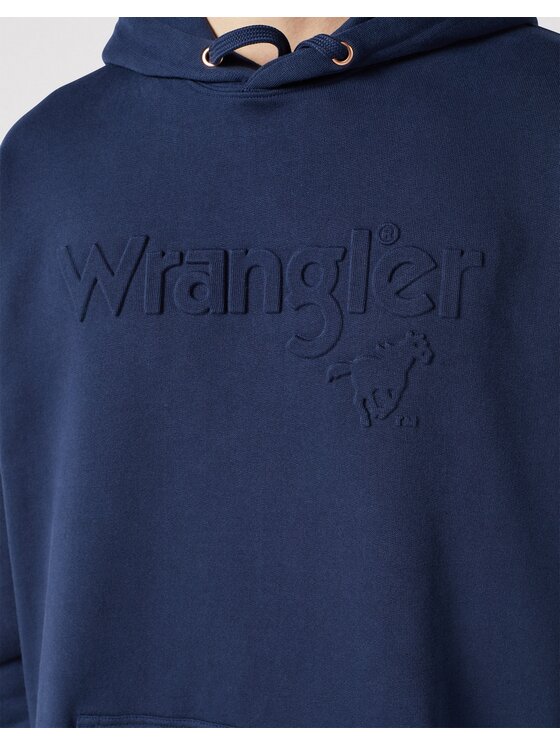 Wrangler Wrangler Bluza Logo Hoodie Navy Granatowy Regular Fit