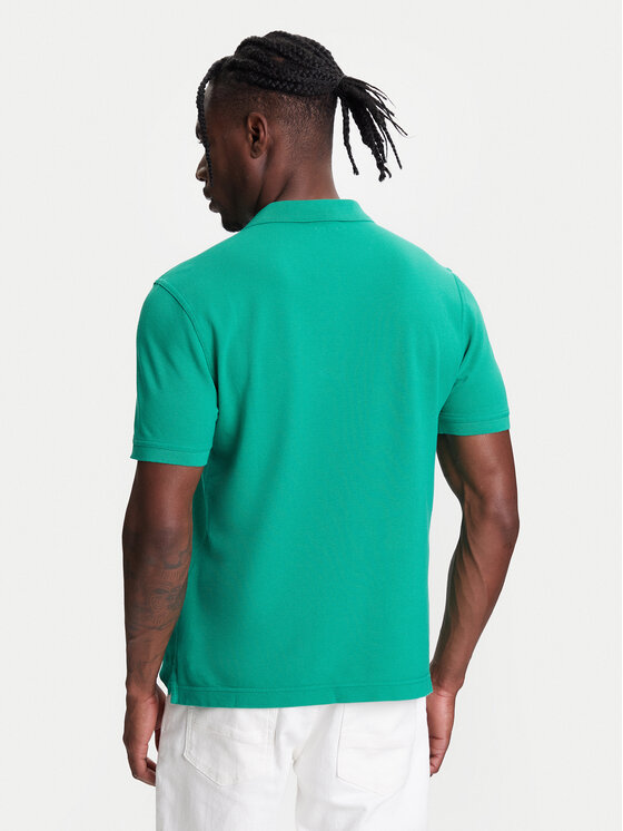 United Colors Of Benetton United Colors Of Benetton Тениска с яка и копчета 3089J3179 Зелен Regular Fit