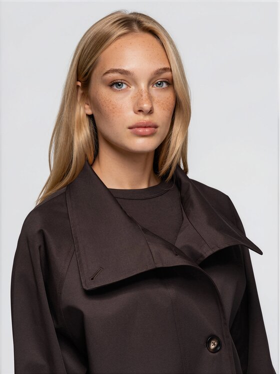 Ombre Ombre Trenčkot OW-CT-E0024 Hnědá Relaxed Fit