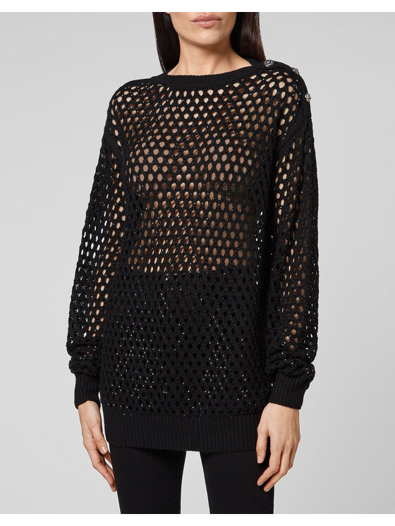 PHILIPP PLEIN PHILIPP PLEIN Sweter 5137 Czarny Regular Fit