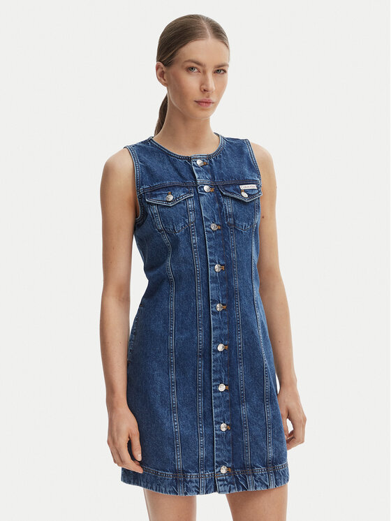 Calvin Klein Jeans Calvin Klein Jeans Džinsinė suknelė LV047F761G Tamsiai mėlyna Slim Fit