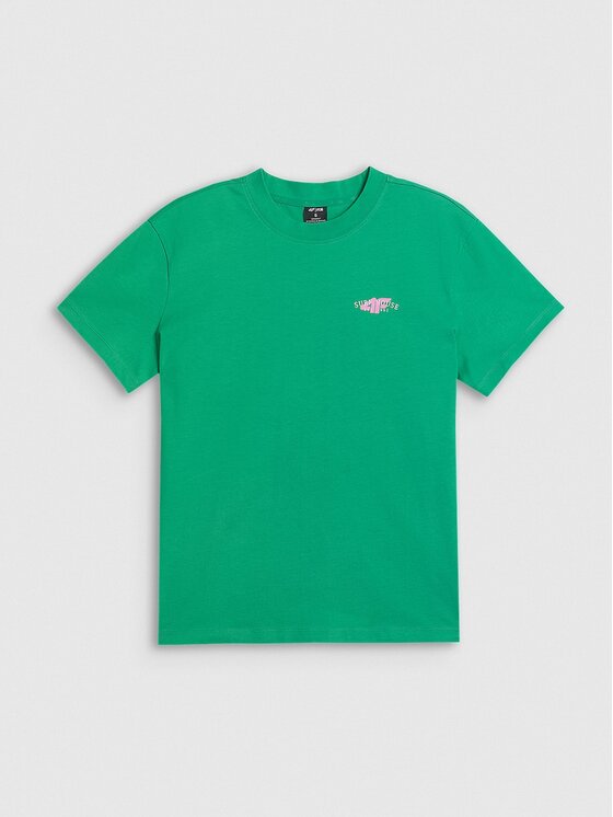 4F 4F T-Shirt 4FRSS26TTSHF4516-42S Zielony Loose Fit