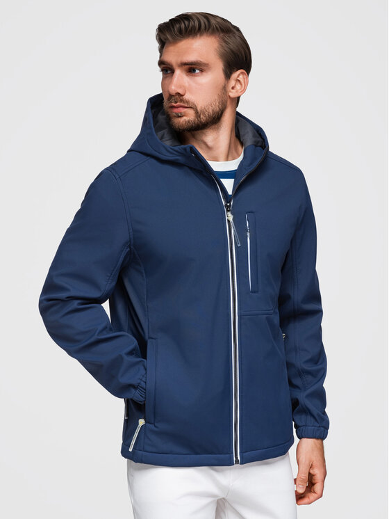 Ombre Ombre Kurtka przejściowa OM-JANP-0292 Granatowy Regular Fit