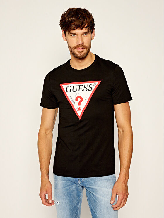 Guess T-Shirt Cn Ss Original Logo Tee M0YI71 I3Z11 Czarny Slim Fit
