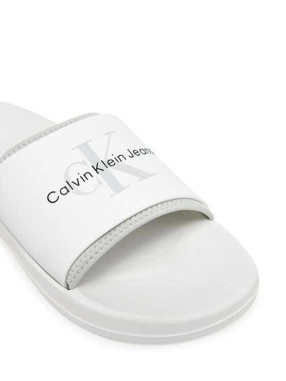 Calvin Klein Jeans Calvin Klein Jeans Klapki Slide Rubber Neoprene Monologo YM0YM00361 Biały