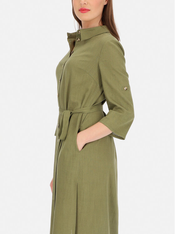Potis & Verso Potis & Verso Sukienka koszulowa Toni Khaki Regular Fit