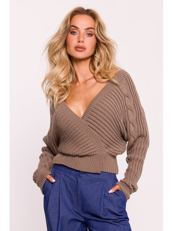 Made of Emotion Made of Emotion Sweter M809 Beżowy Active Fit