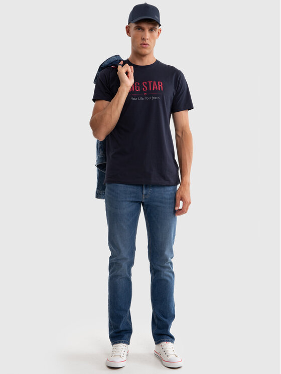 BIG STAR BIG STAR T-Shirt BRUNO Granatowy Basic Fit