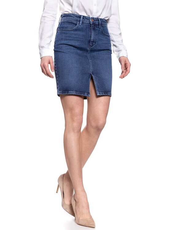 Wrangler Wrangler Minigonna MIDI PENCIL SKIRT Blu Regular Fit