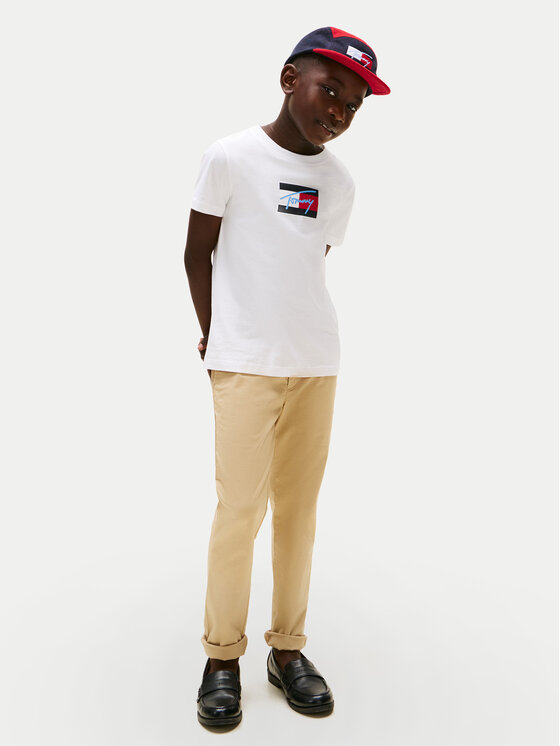 Tommy Hilfiger Tommy Hilfiger T-krekls Script Flag KB0KB09725 Balts Regular Fit