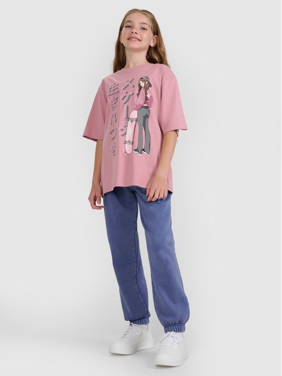 4F 4F T-Shirt BLUE VACATION Różowy Oversize