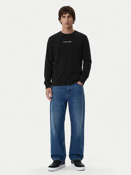 Calvin Klein Calvin Klein Longsleeve Standard Logo LV04LD232G Czarny Relaxed Fit