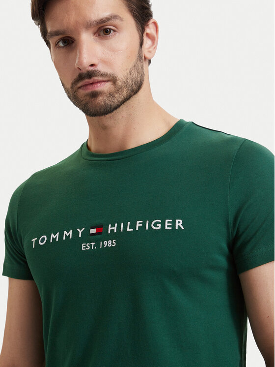 Tommy Hilfiger Tommy Hilfiger T-Shirt Logo MW0MW11797 Zielony ciemny Regular Fit