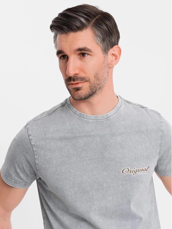 Ombre Ombre T-Shirt OM-TSWT-0201 Szary Regular Fit
