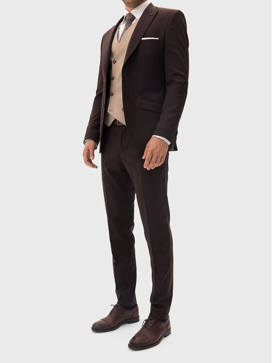 Evenemen Evenemen Garnitur Kast Brown Brązowy Slim Fit