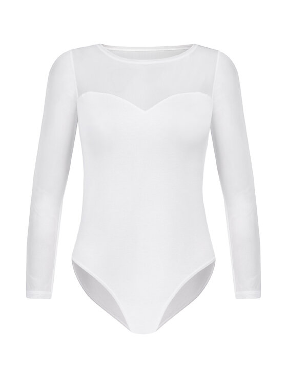 Teyli Teyli Body damskie z siateczką Willow Biały Regular Fit