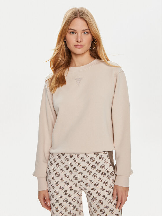 Guess Mikina W4YQ17 KC8I0 Béžová Regular Fit