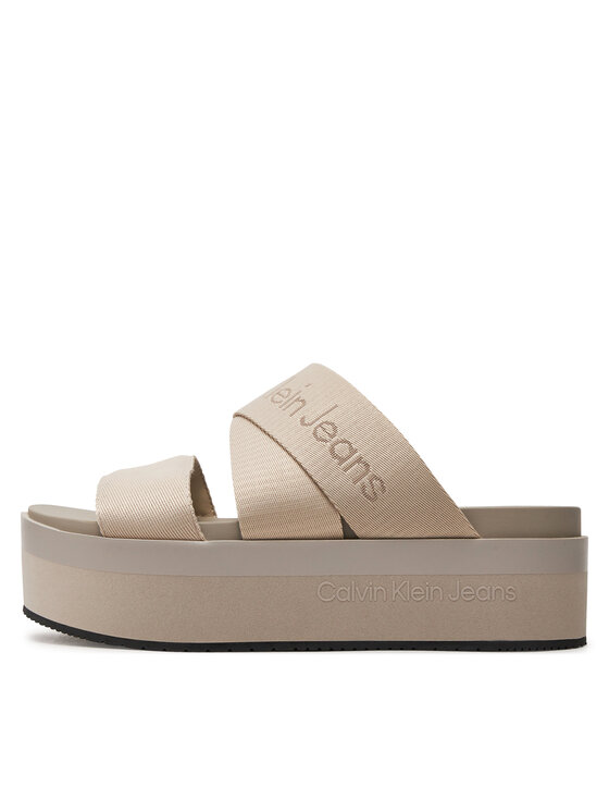 Calvin Klein Jeans Calvin Klein Jeans Ciabatte Flatform Sandal Webbing In Mr YW0YW01361 Beige