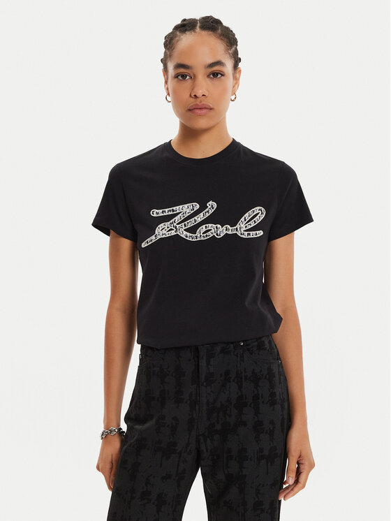 KARL LAGERFELD T-krekls 246W1715 Melns Regular Fit