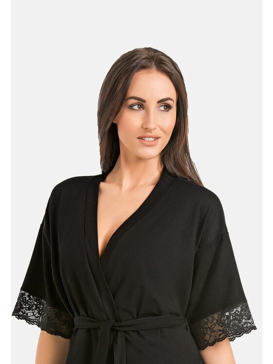 Teyli Teyli Szlafrok 224 Czarny Standard Fit