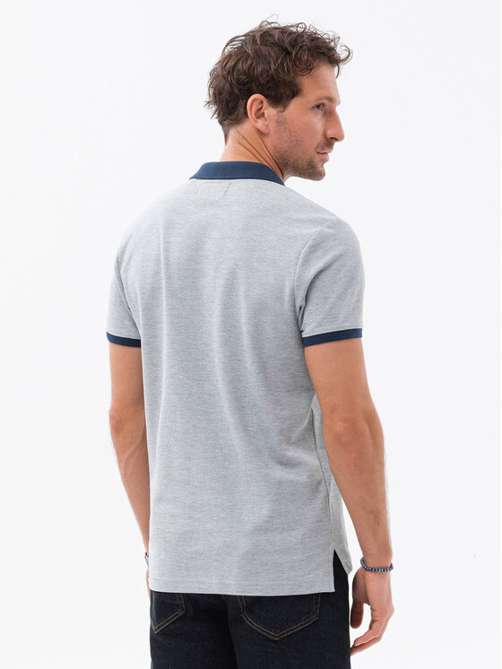 Ombre Ombre Polokošile OM-POSS-0105 Šedá Regular Fit
