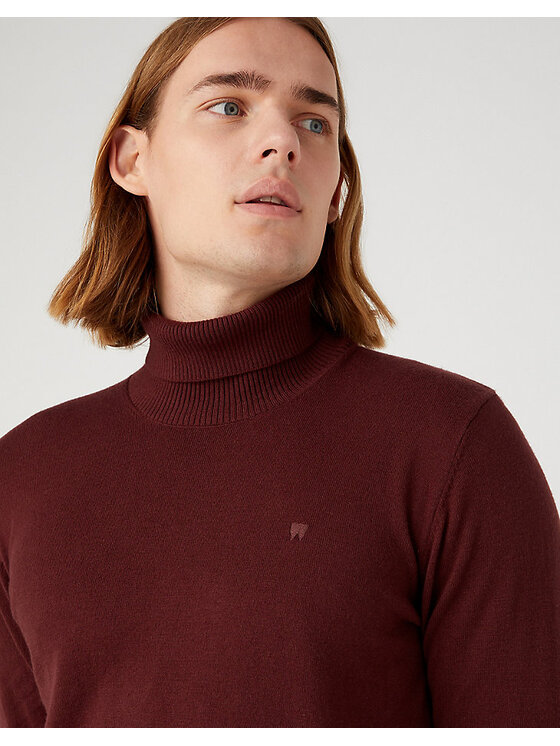 Wrangler Wrangler Sweter ROLL Czerwony Regular Fit