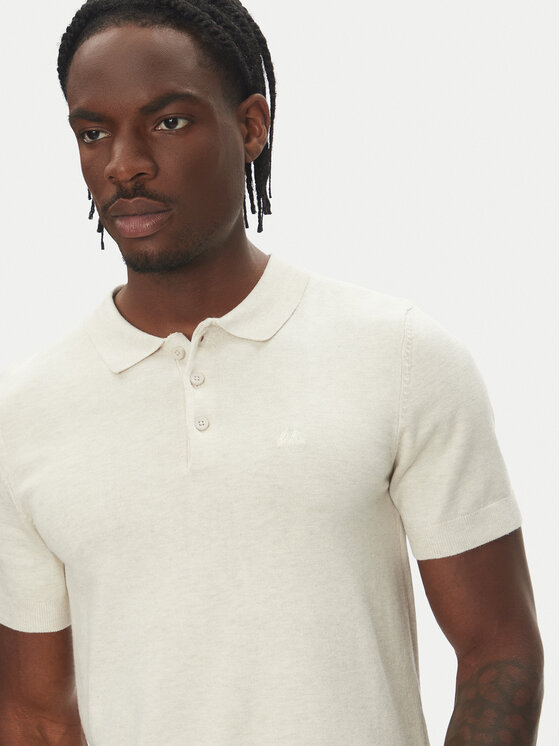 Lindbergh Lindbergh Тениска с яка и копчета 30-800159 Бежов Slim Fit