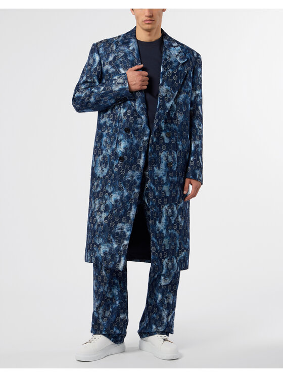 PHILIPP PLEIN PHILIPP PLEIN Płaszcz przejściowy 29057 Granatowy Regular Fit