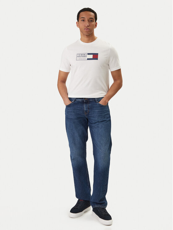 Tommy Hilfiger Tommy Hilfiger Tricou Brand Love Box MW0MW42366 Alb Regular Fit