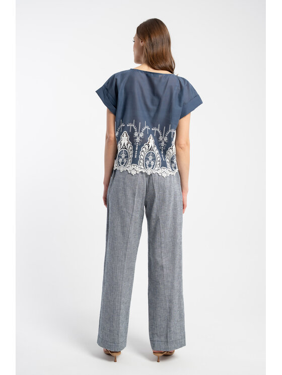 CLICK CLICK Blúzka 10-6882 Tmavomodrá Loose Fit