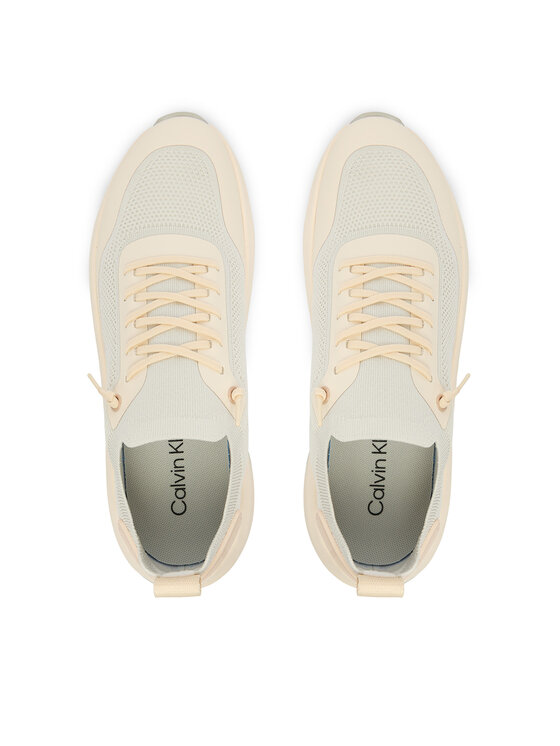 Calvin Klein Calvin Klein Sneakersy Chunky Runner Lace Up Sock Knit YW0YW02033 Écru