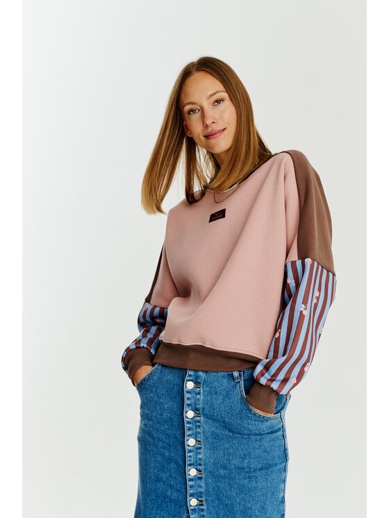 NAOKO NAOKO Bluza Free Soul Beżowy Oversize