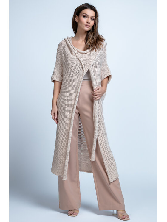 Fobya Fobya Kardigan F1852 Beżowy Oversize