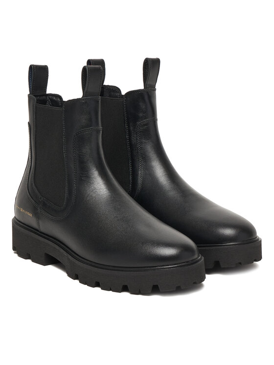 Tommy Hilfiger Tommy Hilfiger Klassische Stiefeletten Lthr Low Chelsea FW0FW08775 Schwarz