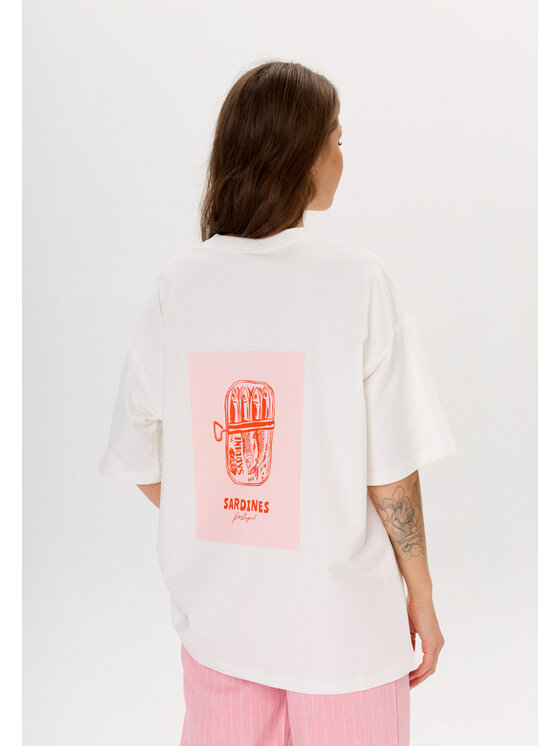 Mirons Mirons T-Shirt Print Biały Oversize