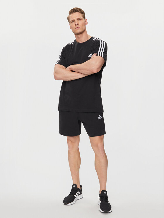 adidas adidas Αθλητικό σορτς Essentials French Terry 3-Stripes Shorts IC9435 Μαύρο Regular Fit