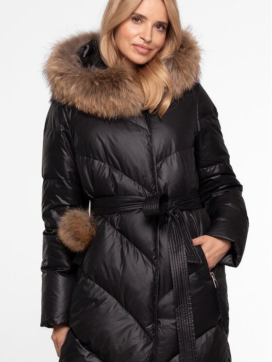 Perso Perso Dámska bunda BLH251050FXR Čierna Regular Fit
