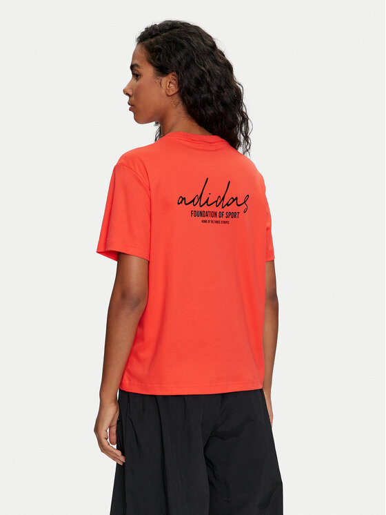 adidas adidas Тишърт Signature Graphic Print IY1460 Оранжев Loose Fit