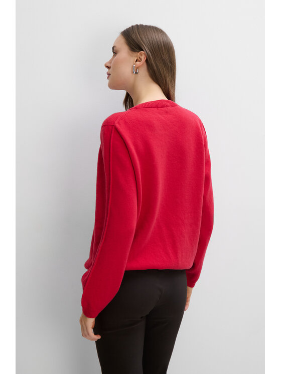 Fobya Fobya Sweter F2100 Czerwony Basic Fit
