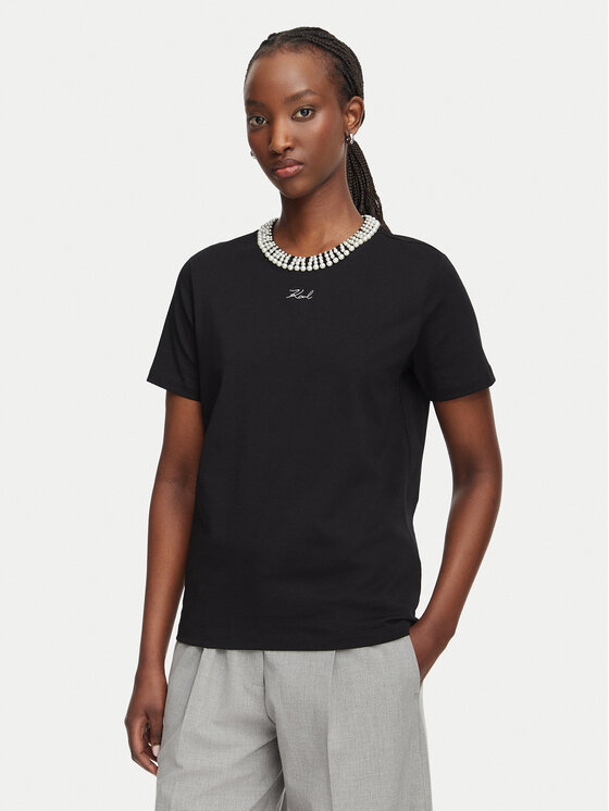 KARL LAGERFELD Tricou B3W17057 Negru Regular Fit