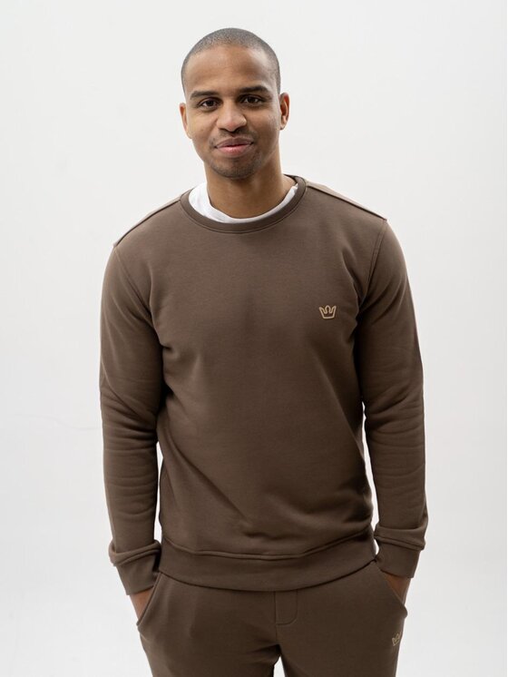 Bluza, rozmiar L, Brązowy, Bluza Bez Kaptura Męska Mocha Mousse Jigga Wear Simple Crown L