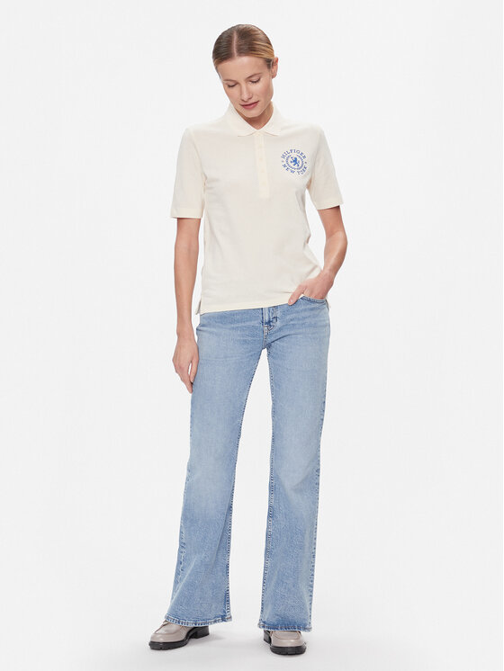 Tommy Hilfiger Tommy Hilfiger Тениска с яка и копчета Reg Crest Emb Polo Ss WW0WW41061 Екрю Regular Fit
