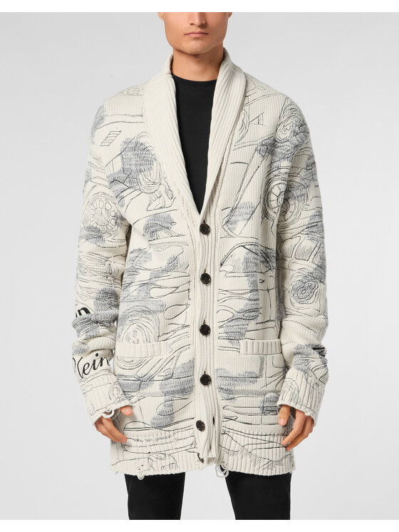 PHILIPP PLEIN PHILIPP PLEIN Kardigan 23403 Beżowy Regular Fit