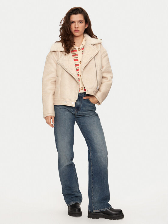 Vila Vila Jacke aus Kunstleder Risi 14098061 Beige Regular Fit