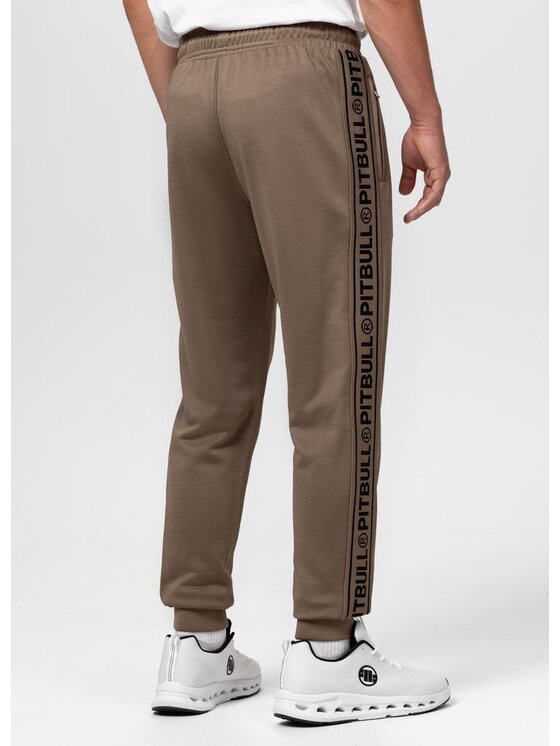 PITBULL PITBULL Spodnie dresowe Tape Logo Brązowy Regular Fit