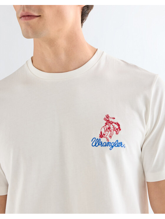 Wrangler Wrangler T-Shirt EMBROIDERY TEE Biały Regular Fit