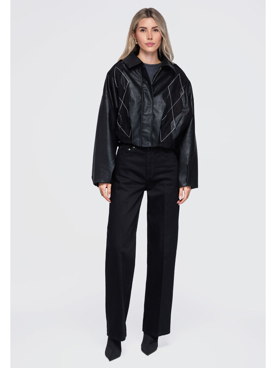 Ombre Ombre Kurtka przejściowa OW-JT-E0004 Czarny Relaxed Fit