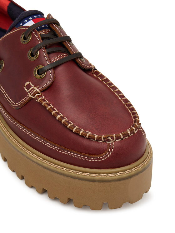 Tommy Jeans Tommy Jeans Poltopánky Archive '01 Boat Shoe Leather EN0EN03003 Bordová