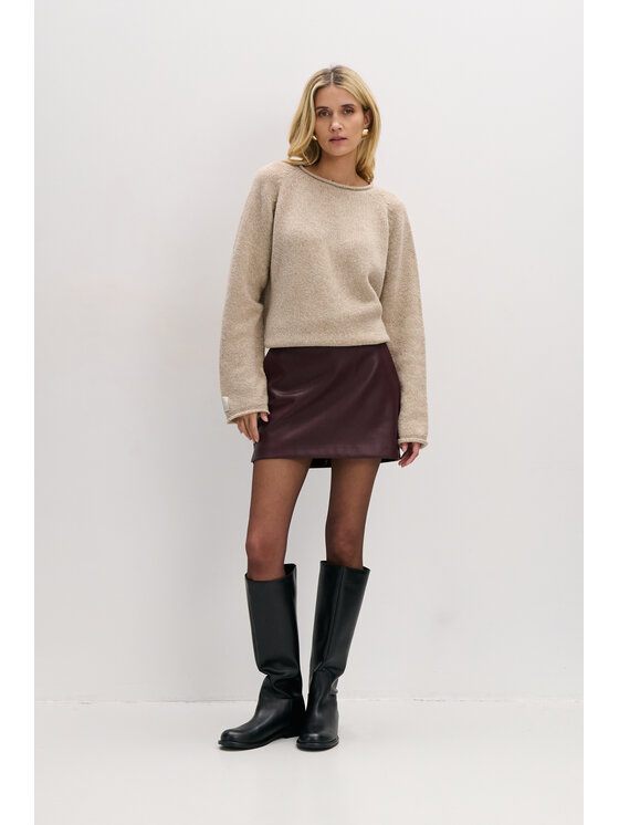 Fobya Fobya Sweter F2077 Beżowy Basic Fit