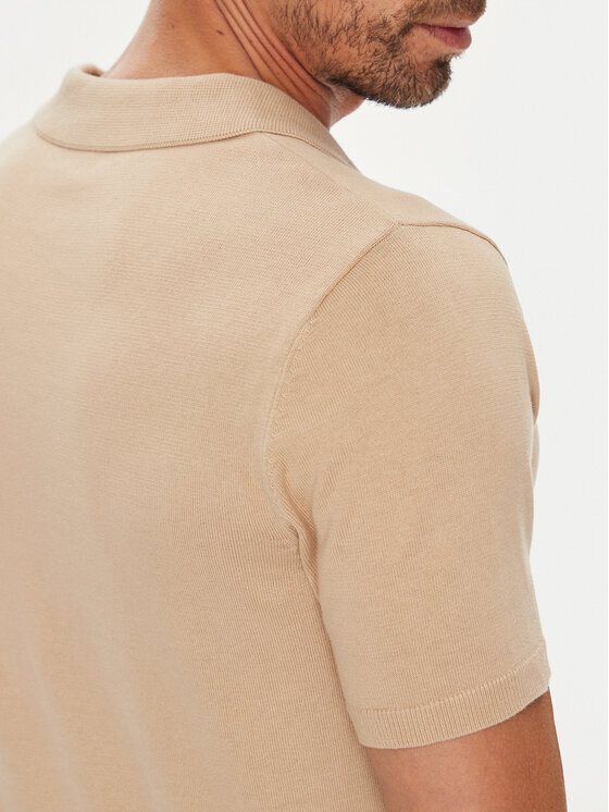 U.S. Polo Assn. U.S. Polo Assn. Тениска с яка и копчета MUP3554 Бежов Slim Fit